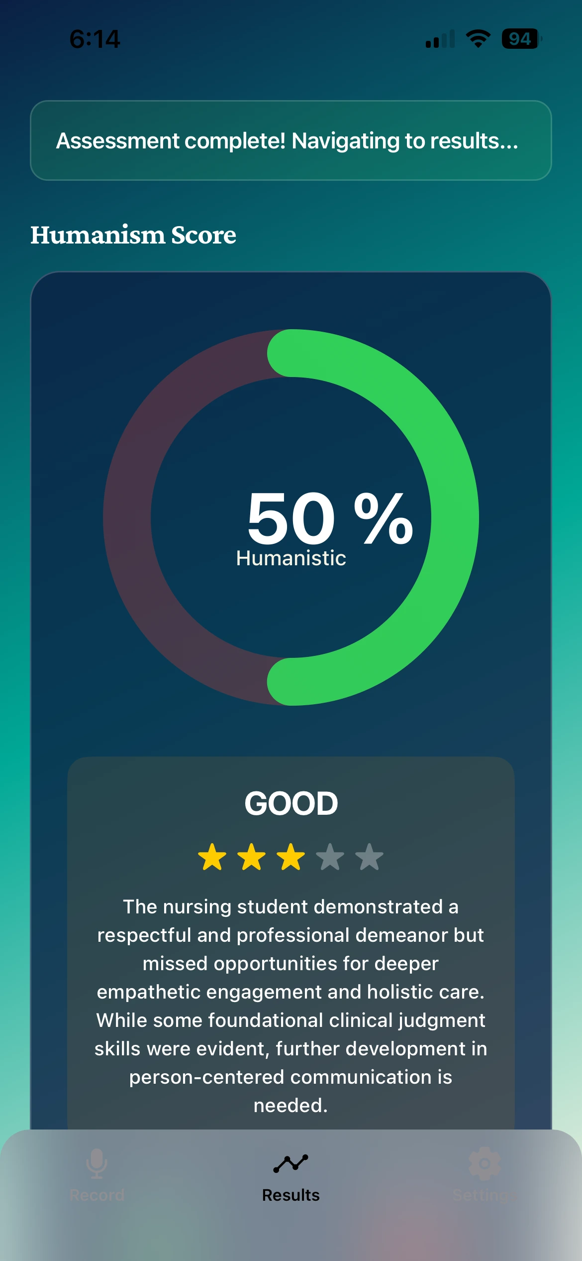 NurseKind AI assessment in progress